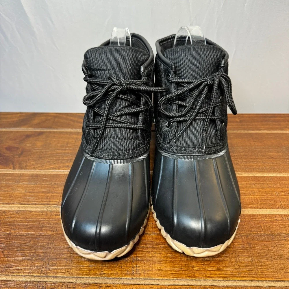 St Johns Bay Denton Quilted Duck Boots‎ Black Lace Up Women Size 7 Memory Foam